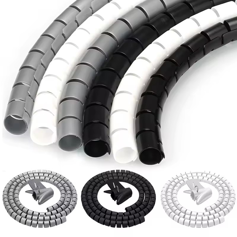 Cable Lock Flexible - 2 メートル柔軟なスパイラルケーブルワイヤープロテクターケーブルオーガナイザーコンピュータコード保護チューブクリップオーガナイザー管理ツール 16/10 ミリメートル