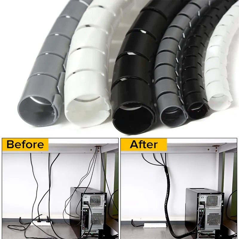 Cable Lock Flexible - 1/2 メートル柔軟なスパイラルケーブルオーガナイザークリップ収納パイプコードプロテクター管理ケーブルワインダーデスク Tidy ケーブルアクセサリーツール
