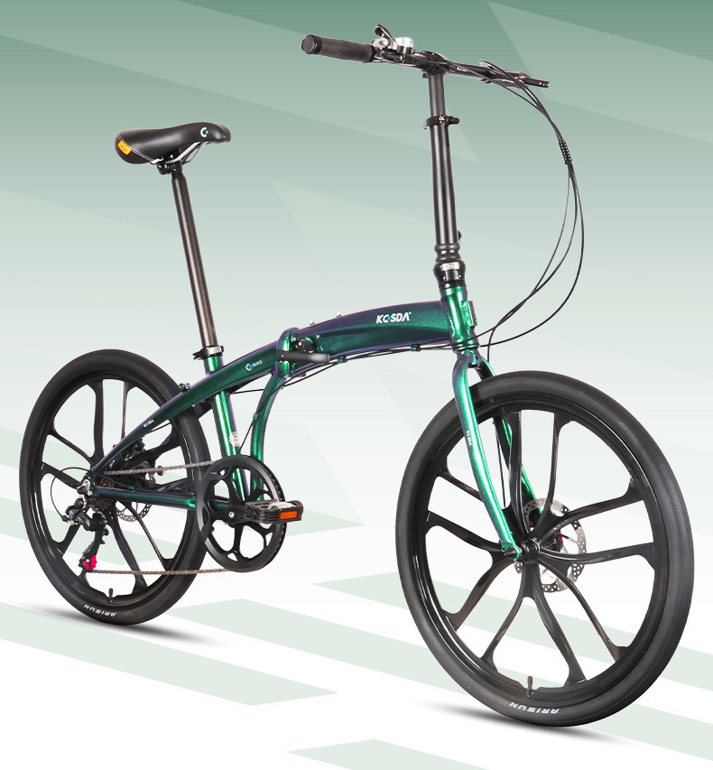Commuting With Road Bike - 24インチアルミ合金製ポータブル超軽量折りたたみ式大人用ディスクブレーキ変速アーバン通勤用ワンピースホイール自転車