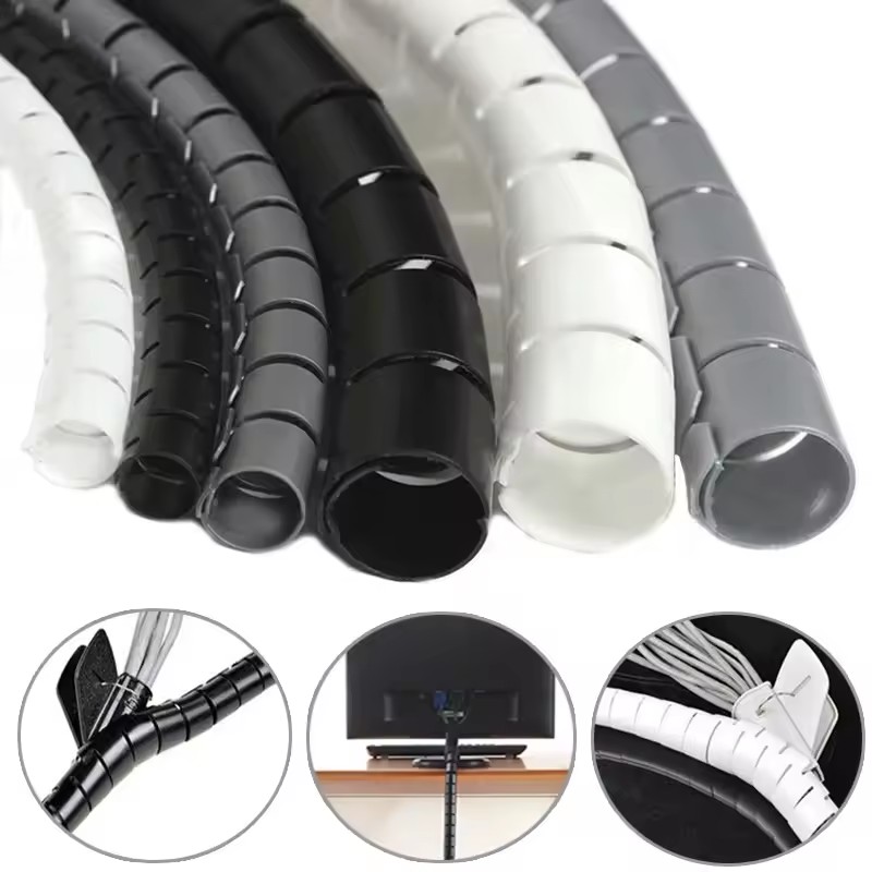 Cable Lock Flexible - 2 メートル/1 メートル柔軟なスパイラルケーブルワイヤープロテクターケーブルオーガナイザーコンピュータコード保護チューブクリップオーガナイザー管理ツール 16/10 ミリメートル