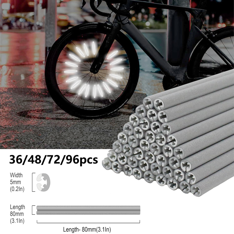 Spoke Reflector Set - 36/48/72/96 個 8 センチメートルスポークリフレクター自転車セット防水簡単な組み立て、夜間の安全な走行リフレクター