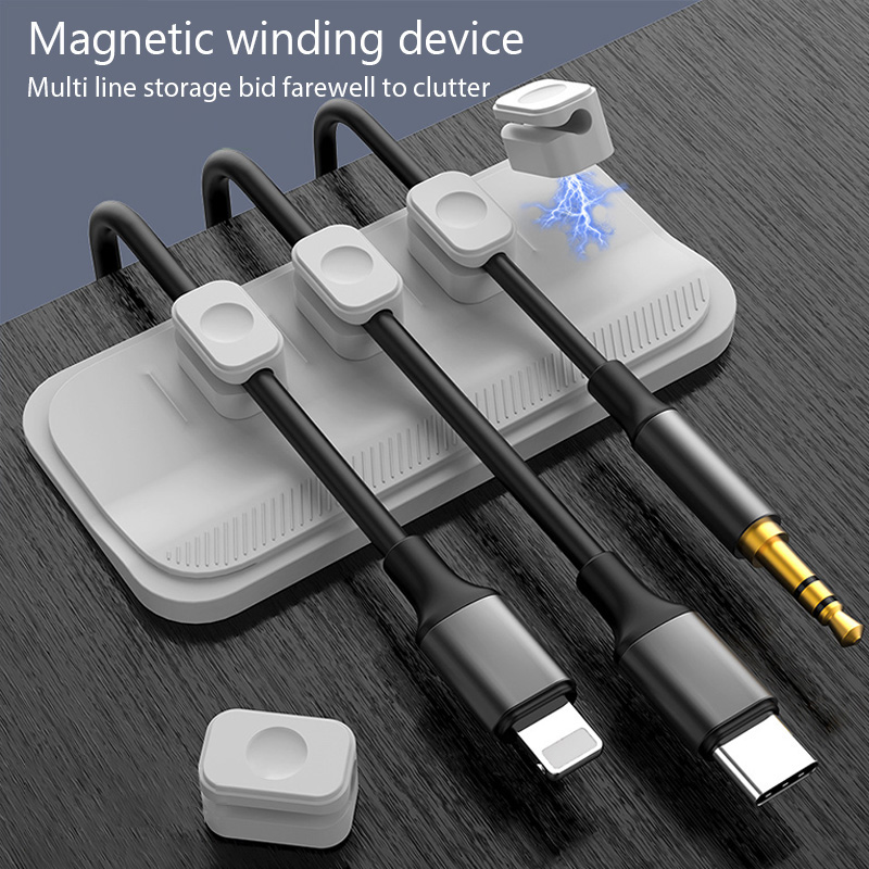 Cable Lock Flexible - ケーブルオーガナイザー磁気ケーブル管理USBケーブルホルダーシリコン製フレキシブルデスクトップクリップマウスワイヤーオーガナイザーラインホルダー