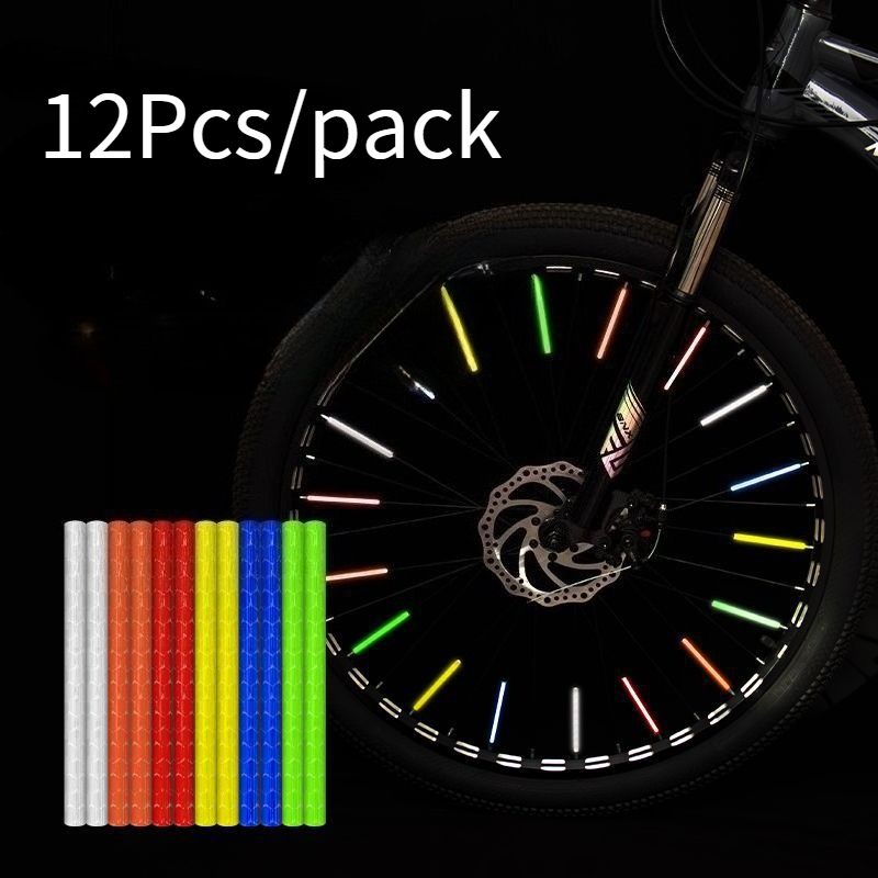 Spoke Reflector Set - 12個セット 自転車スポークリフレクター クリップオン式ホイールスポーク反射チューブ 夜間安全警告 マウンテンバイク 子供用自転車用