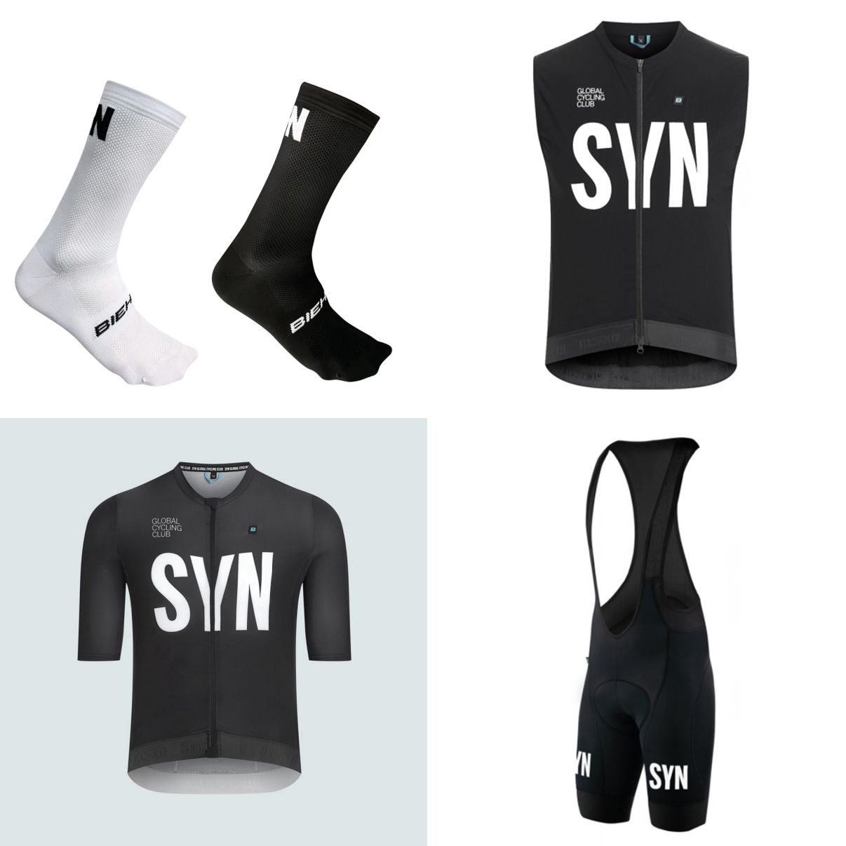 Cycling Commuter Shorts - 夏用半袖自転車スーツ 2026 ブラックブルー SYN 便利なサイクリングジャージとビブショーツ 4点セット