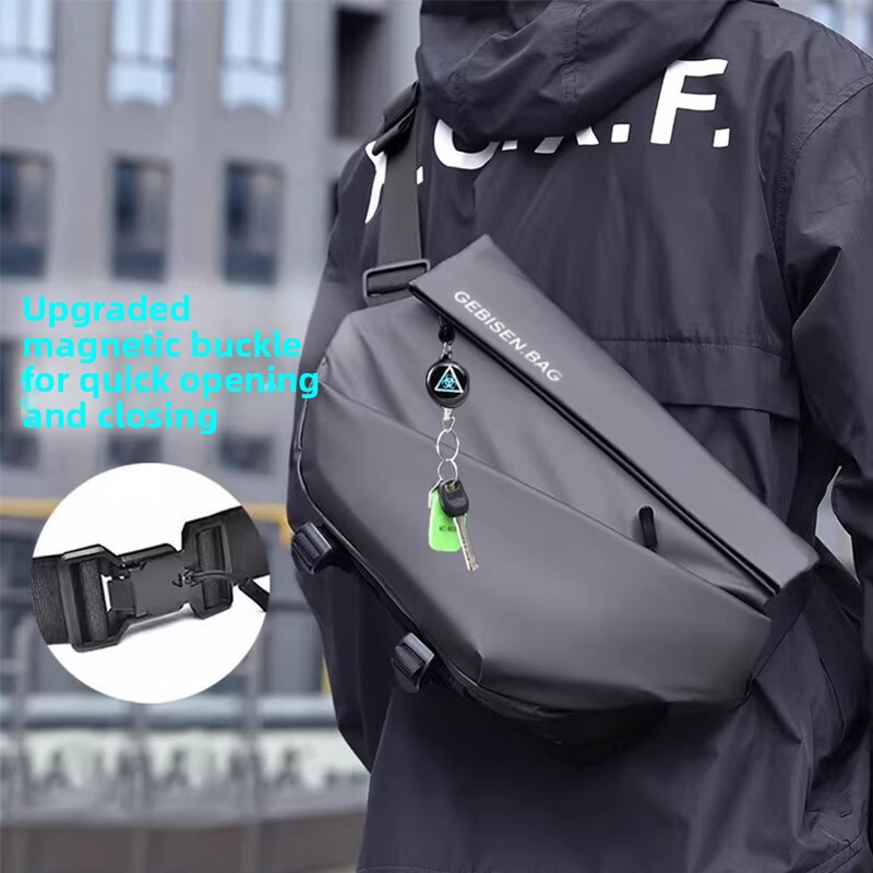 Cycling To Commute - 磁気バックル付きメンズクロスボディバッグ、通勤、サイクリング、旅行用の大容量機能性スリングチェストバッグ