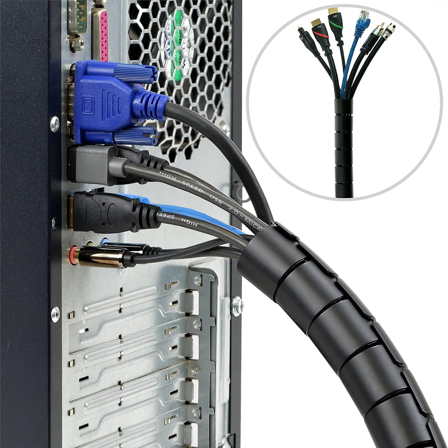 スパイラルケーブルワイヤーラップ ケーブルワイヤープロテクタ - Cable Lock Flexible のレビューと価格